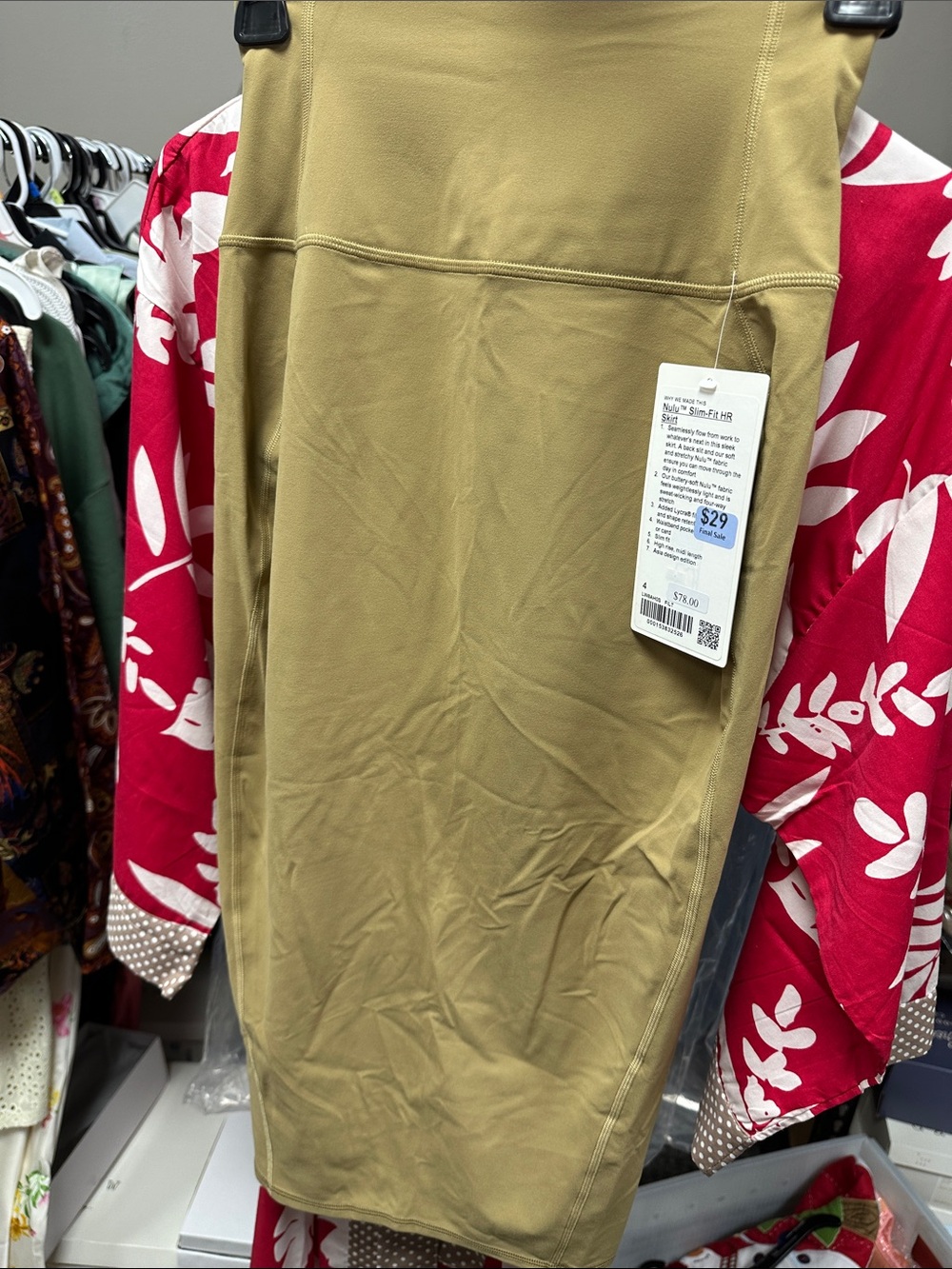 Ulu Olive-Tan Slim-Fit Pencil Skirt